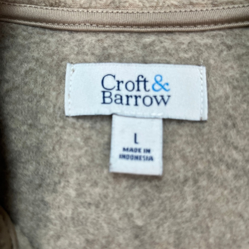 Croft Barrow Pullover Mens Large Gray Long Sleeve 1/4 Zip Mock Neck Fleece EUC - Picture 3 of 10